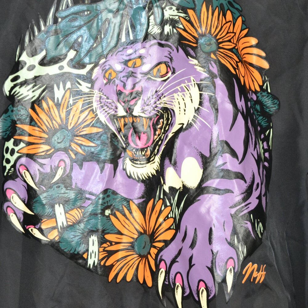 Neff Third Eye Tiger Mens L Lightweight Windbreaker 2 Pockets Activewear Jacket